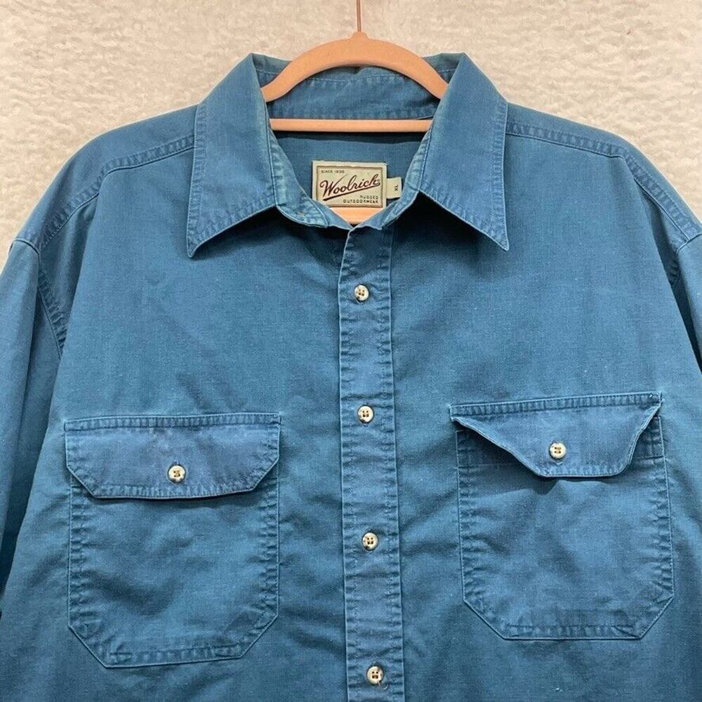 Woolrich Shirt Mens Extra Large Blue Vintage Classiccore Basic Normcore Dadcore - Picture 2 of 10